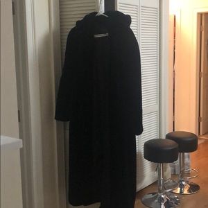 Full length fur coat with hood